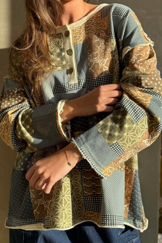 Hippie Shake Patchwork Sweatshirt Stone